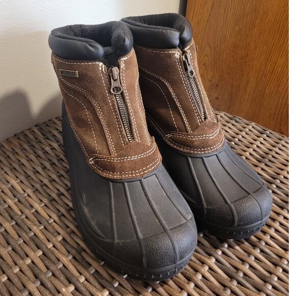 TAMARACK Mens All-Season Classic Front Zip Insulated Waterproof Boots Sz 8 Suede - Picture 1 of 10
